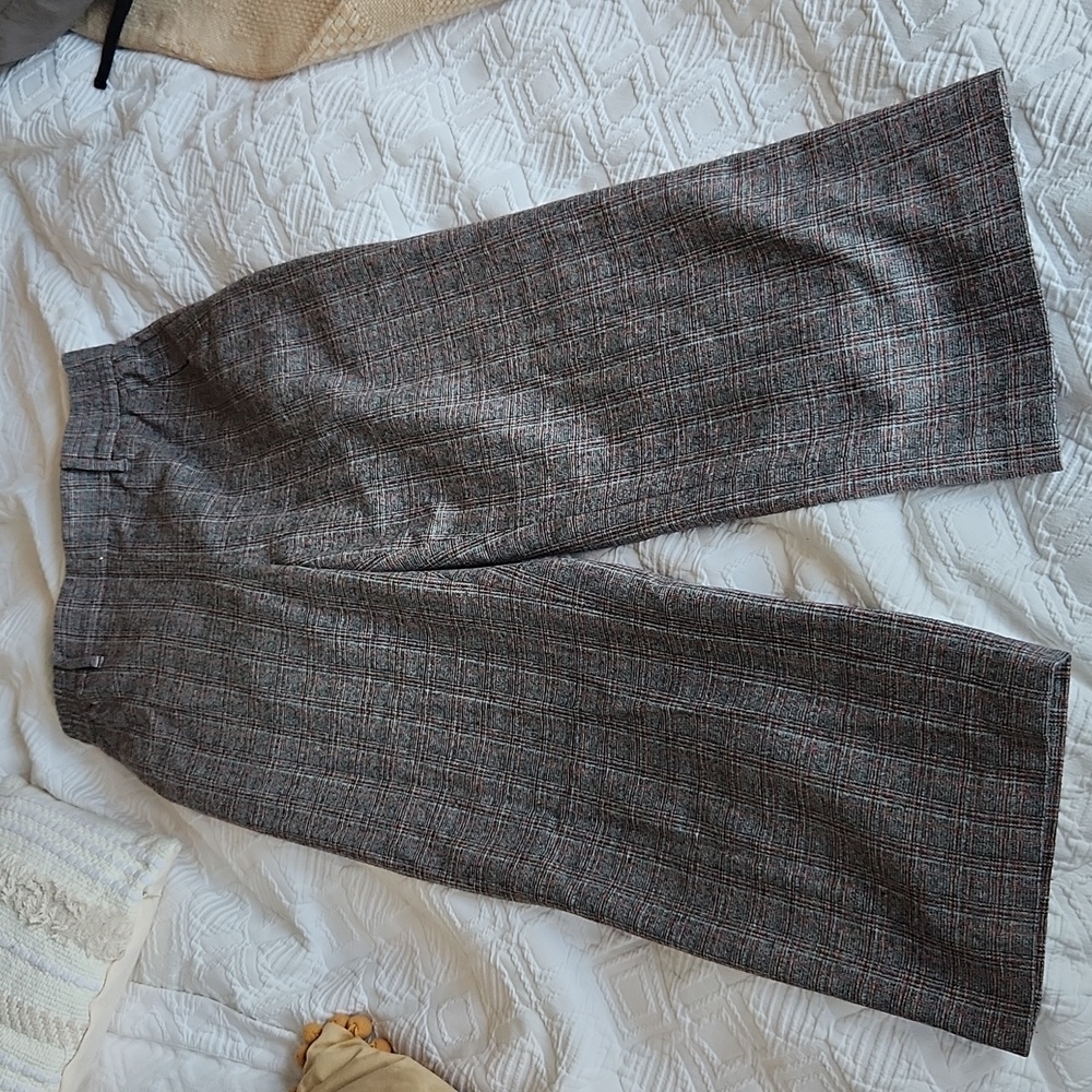 Aritzia Wilfred Wool Plaid Wide Leg Pants